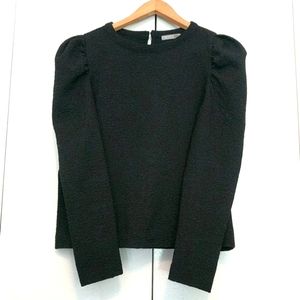 Zara Collection puffed long sleeve black top
